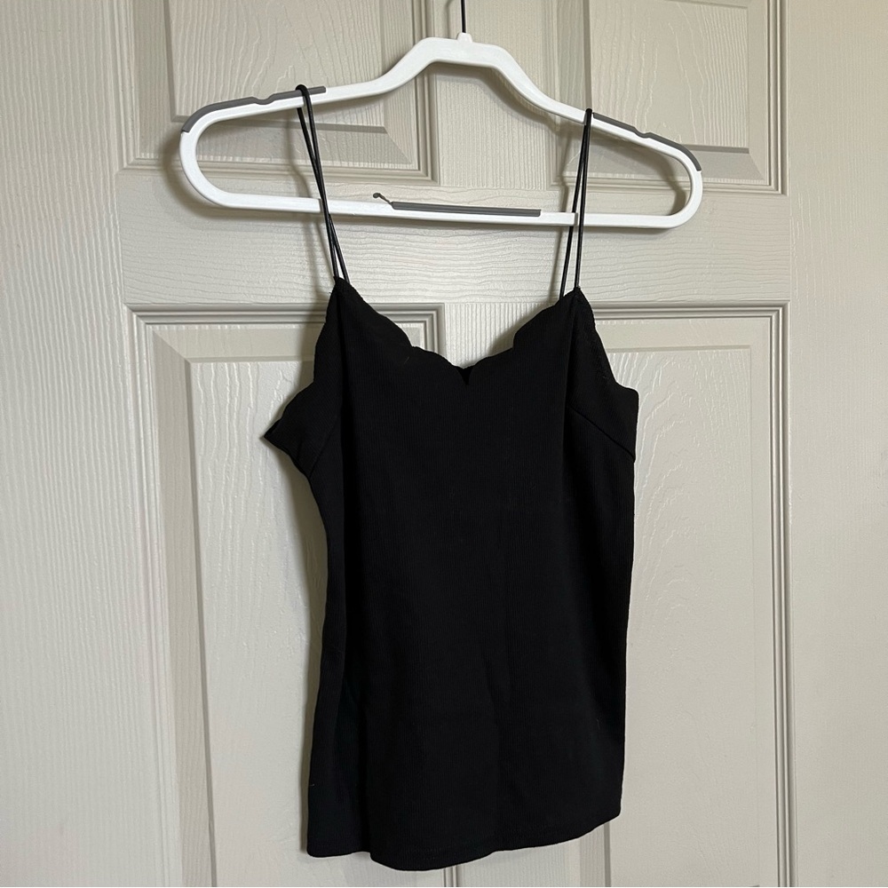 SHEIN Scallop Trim Rib Knit Cami Top L
